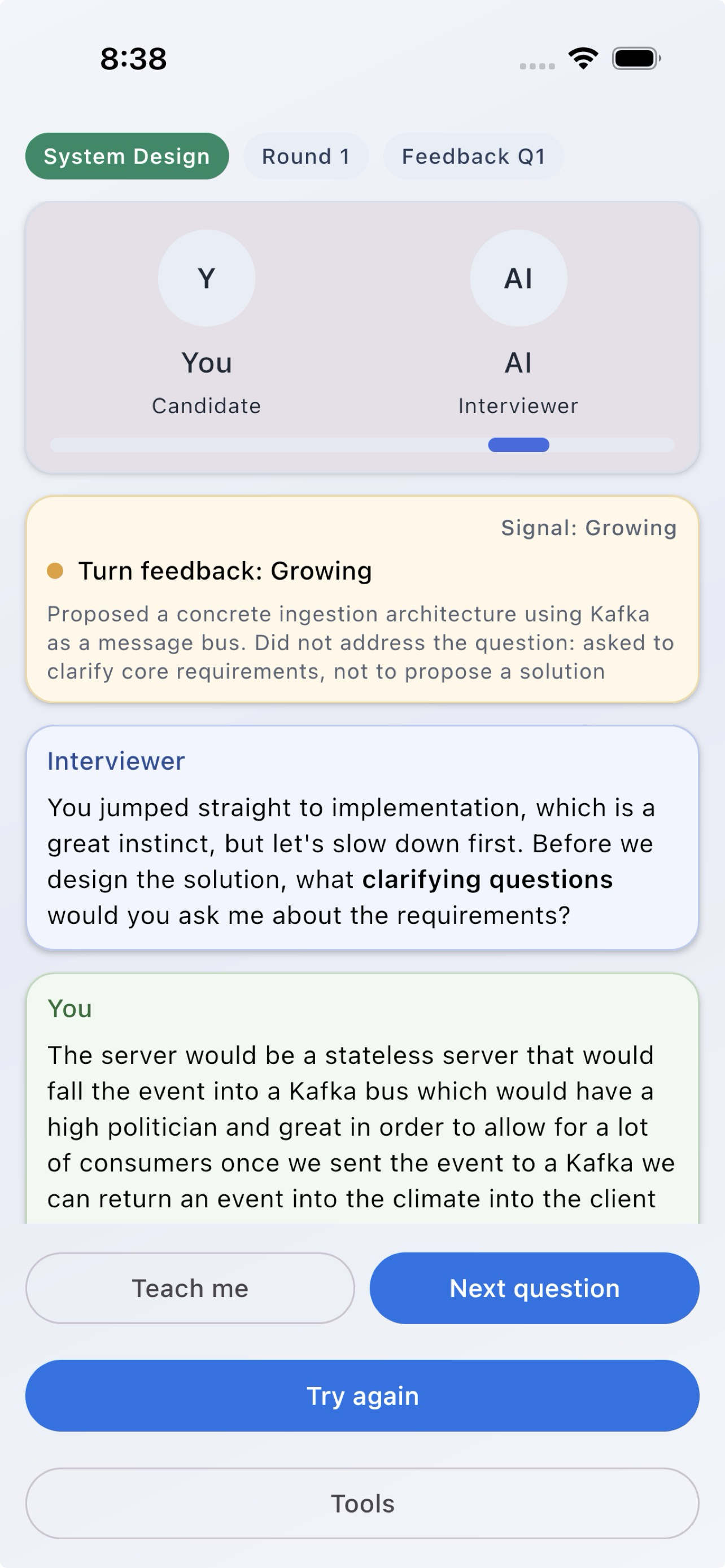 InterviewMachine interview round with real-time coaching